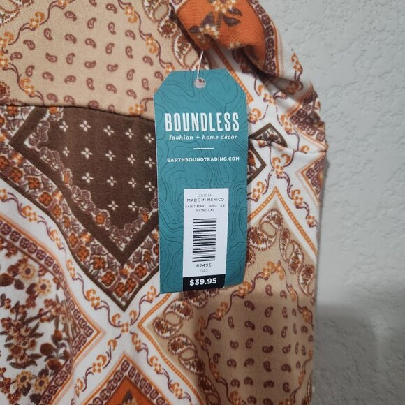 Earthbound Trading Co. XXL Geometric Patchwork Maxi Skirt Orange & Brown - Picture 3 of 9